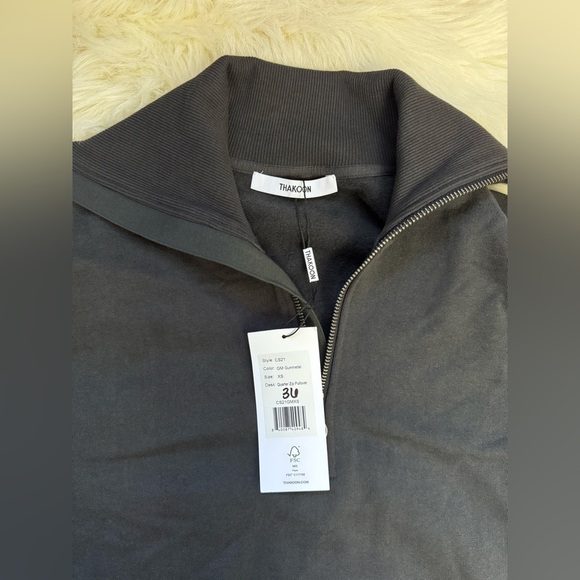 New Thakoon Quarter Zip Pullover Gunmetal Black Oversized Fit Quiet Luxury - Picture 4 of 6